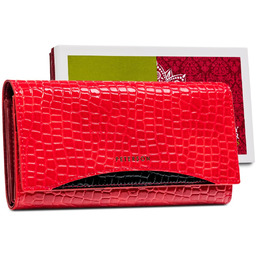 Damski portfel skórzany Peterson lakierowany pojemna portmonetka wzór