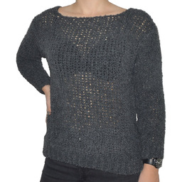 Sweter damski oversize wełna alpaka szary