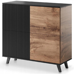 Komoda loftowa Random KM-2 dąb wotan czarna Halmar