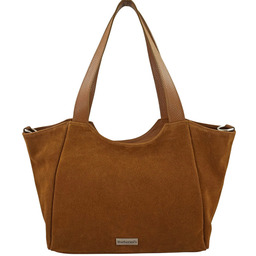 Torebka damska zamszowa typu worek - Brązowa jasna