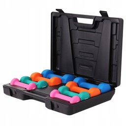Hantelki fitness Neopren walizka 8 szt. różne wagi