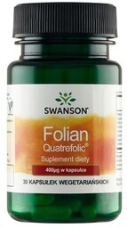 SWANSON Folian Quatrefolic 400mcg, 30 kapsułek wegetariańskich