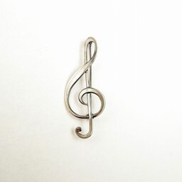 Broszka srebrna oksydowana- Klucz wiolinowy duży