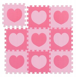 Relaxdays Puzzle piankowe w serduszka 9 sztuk różowe
