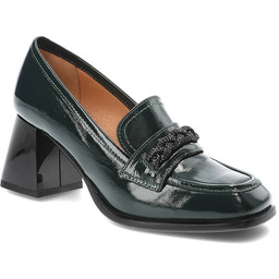 Simen Zielone Półbuty Eleganckie Skórzane Buty Na Obcasie
