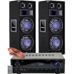 Kolumny Estradowe 1600W Led Końcówka Fm Bluetooth