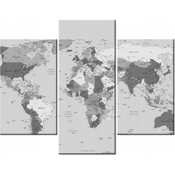 70 90cm Obraz 3 elem World map ścienny
