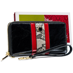 Skórzany damski portfel Peterson piórnik ze smyczą modna