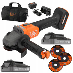 Black Decker Szlifierka bezszczotkowa BCG6L8D2S 115mm 18V 2x2Ah