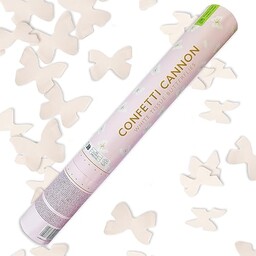 Biała rurka do strzelania konfetti motyle, pistolet