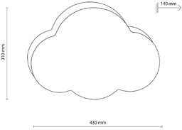 TK Lighting Lampa sufitowa Cloud, różowa, 43 cm