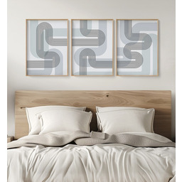 Pakamera Zestaw 3 geometrycznych plakatów liniowych, do salonu,