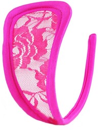 STD Invisible Strapless C-String Transparent Floral Lace Pink