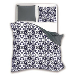 Pościel bawełniana 160x200 Fashion 23 biała granatowa szara