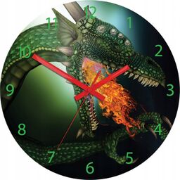 Zegar ścienny ze wzorem smoka akrylowy dragon okrągły