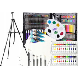 Zestaw Do Rysowania Sztaluga Farby Pędzle Pastele