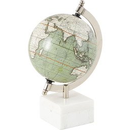 Deco 79 Globus, marmur, biały, dł. 15 cm