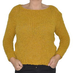 Sweter damski oversize wełna alpaka musztardowy