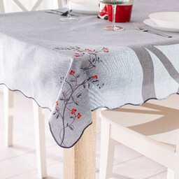 Markizeta Obrus z haftem 120x160 007 szary Jarzębinowy