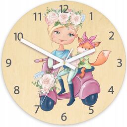 Zegar ścienny ze wzorem dziewczynki akrylowy dziewczynka