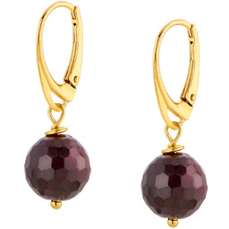 MYNESS Kolczyki pozłacane z granatem