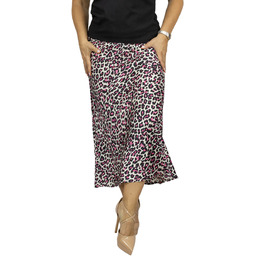 Satynowa spódnica maxi w panterkę leopard SAVANNA-XL/2XL