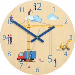 Zegar ścienny ze wzorem dźwiga budowa akrylowy dzwig