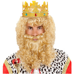Blond peruka Króla z brodą i wąsami