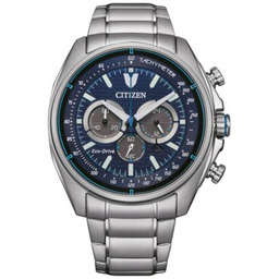 CITIZEN Zegarek Eco-Drive Racer Chromograph CA4560-81L Srebrno-granatowy