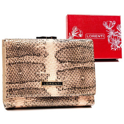 Mały, skórzany portfel damski na zatrzask i bigiel