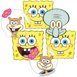 Maski urodzinowe Spongebob - 6 szt.