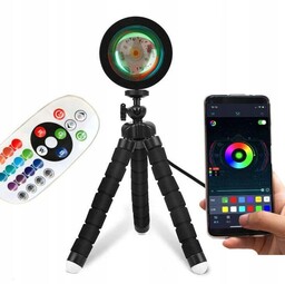 Lampka Nocna Zachód Słonca Projektor Statyw Rgb