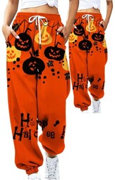 Spodnie Dresowe Na Halloween Jesień Print Dynia Przebranie