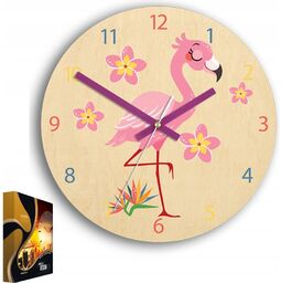 Zegar ścienny ze wzorem flaminga akrylowy flaming okrągły