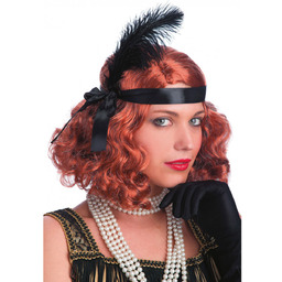 Peruka Retro z opaską i piórem - 1
