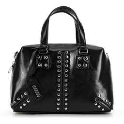 Damski kuferek ze skóry ekologicznej z chwostem czarny