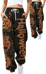 Spodnie Dresowe Na Halloween Jesień Print Napis Przebranie
