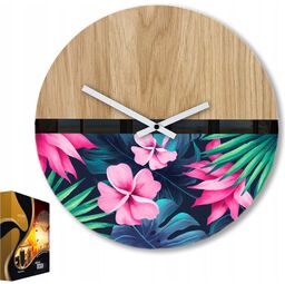 Zegar ścienny drewniany dębowy akrylowy flower wood 33