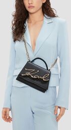 KARL LAGERFELD Czarna mała skórzana torebka K/signature 2.0