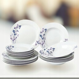 Serwis Obiadowy Porcelanowy Zestaw Talerzy Biały Na 6