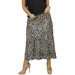 Satynowa spódnica maxi w panterkę leopard SAVANNA-M/L