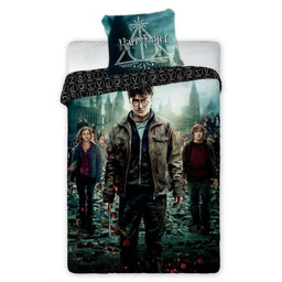 Pościel bawełniana 160x200 Harry Potter 003 czarna turkusowa