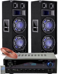 Kolumny Estradowe 1600W Led Końcówka Fm Bluetooth
