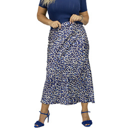 Satynowa spódnica maxi w panterkę leopard SAVANNA-XL/2XL