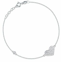 Srebrna Bransoletka 925 Serce Kryształki Grawer