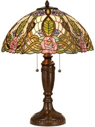 Clayre&Eef Lampa stołowa tiffany EDEN, multikolor, salon /