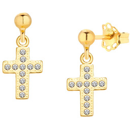 MYNESS Kolczyki pozłacane z krzyżykami Swarovski