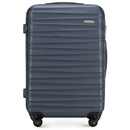 Średnia walizka z ABS-u z żebrowaniem granatowa