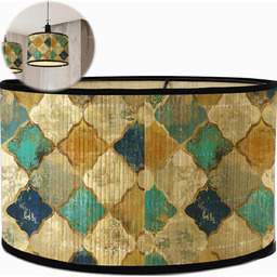 LAMPA ABABŻUR OKRĄGŁY 30 CM BAMBUS ŻÓŁTY KLOSZ