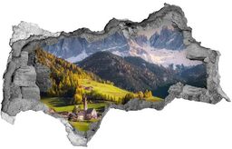 Dziura 3d w ścianie na ścianę Panorama góry
